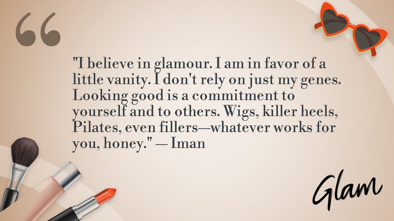 Text of Iman's quote about glamour and vanity.