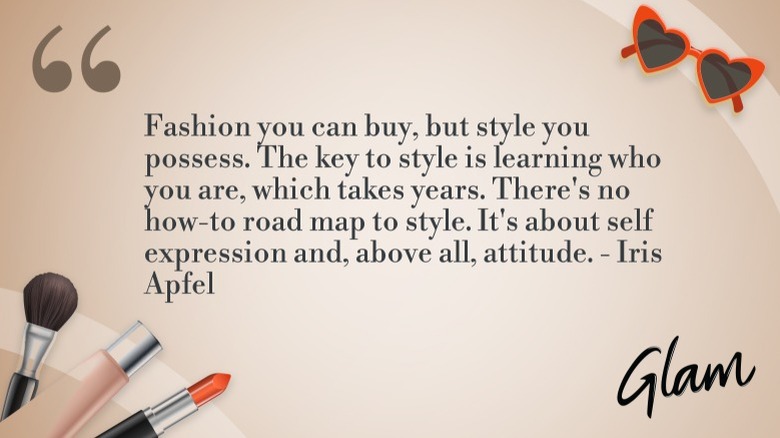 Iris Apfel quote on a beige background