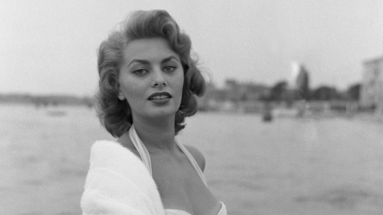 Sophia Loren photographed on a water taxi