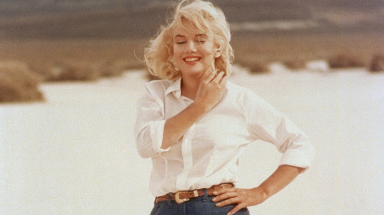 Marilyn Monroe posing for a photo on the set of "Misfits"