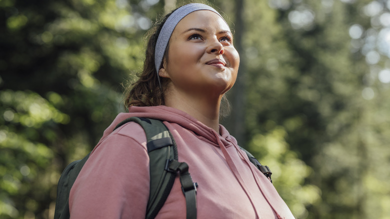 Woman walking outside 