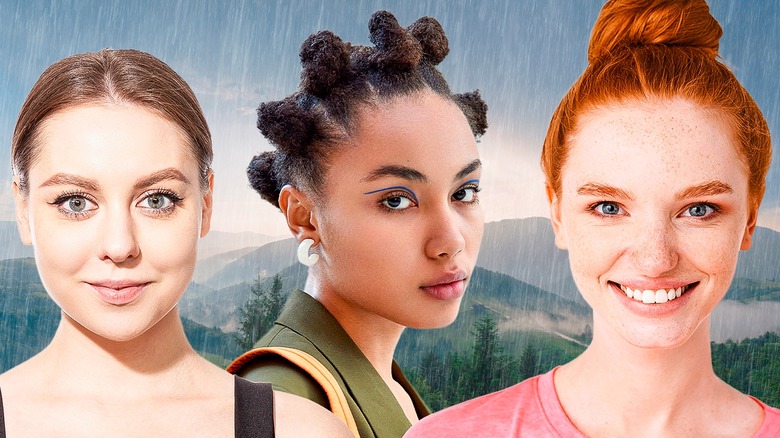 Three women with rainy day hairstyles