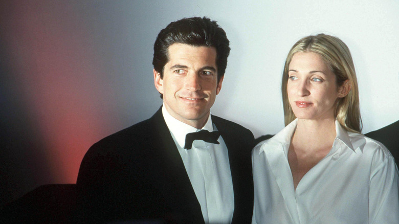 JFK Jr. and Carolyn Bessette Kennedy looking to the side