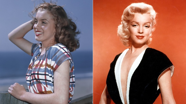 A side-by-side of Marilyn Monroe as a brunette and after she went blond