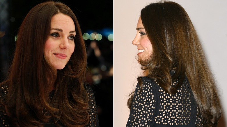 Kate Middleton with straight hair and a smoky eye in November 2013