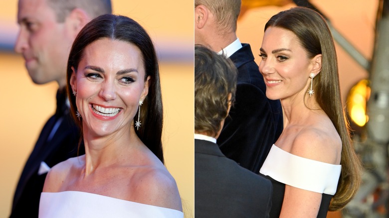 Kate Middleton with straight hair at the "Top Gun: Maverick" premiere in 2022