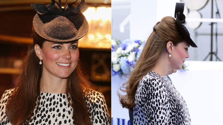 Kate Middleton in a polka dot dress and with straight hair in June 2013