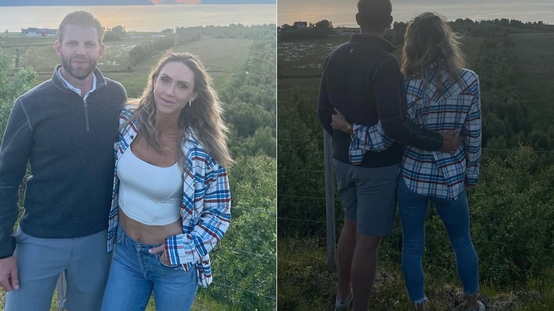 Lara Trump in a plaid shirt and light-wash jeans