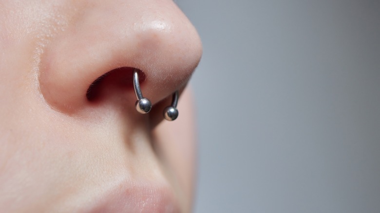 nose with septum piercing