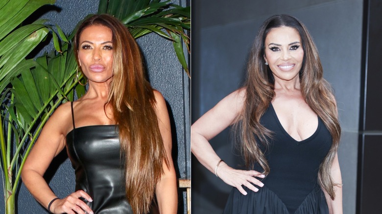 Dolores Catania wearing a black dress