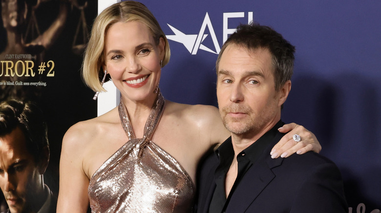 Leslie Bibb and Sam Rockwell at Juror #2 premiere