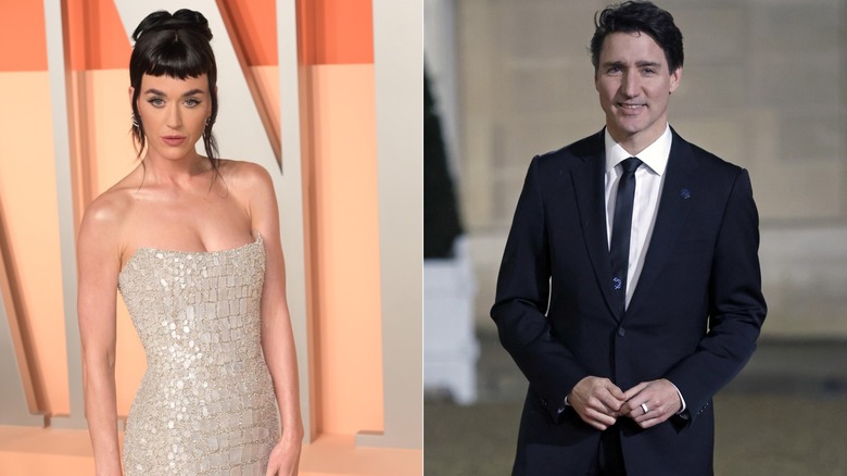 A side-by-side of Katy Perry and Justin Trudeau at different events.