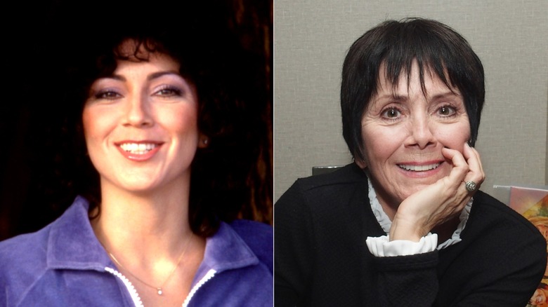 L: Joyce DeWitt poses for a portrait at the beach under the pier circa 1980/R: Joyce Dewitt attends the Chiller Theatre Expo Fall 2019 at Parsippany Hilton on October 25, 2019
