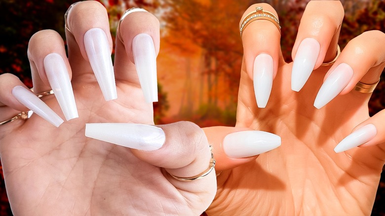 Woman showing her nails