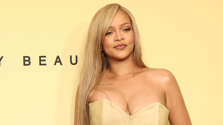 Rihanna with honey blond hair