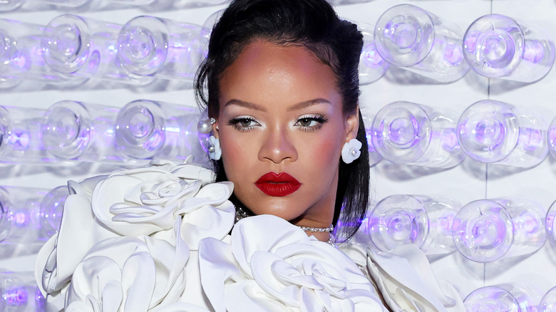Rihanna wearing white gown at 2023 Met Gala