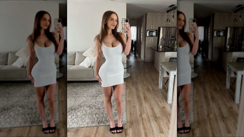 Woman wearing white dress