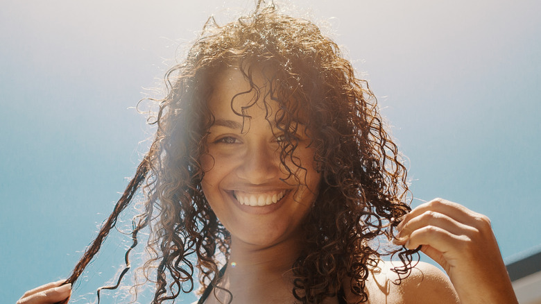 female curly hair outdoor