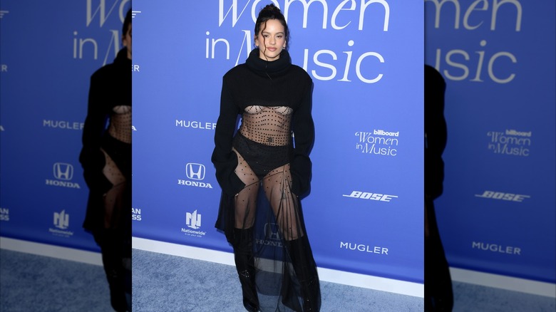 Rosalía in a sheer black outfit