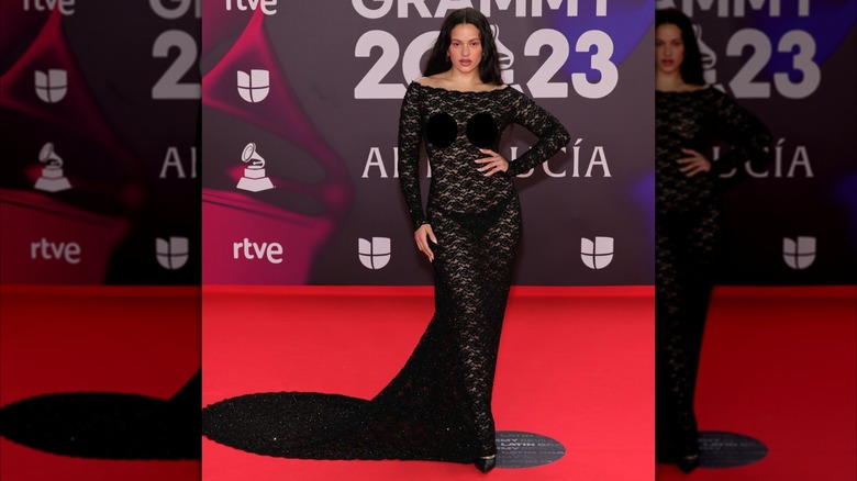 Rosalia in a sheer black dress at the 2023 Latin Grammy Awards