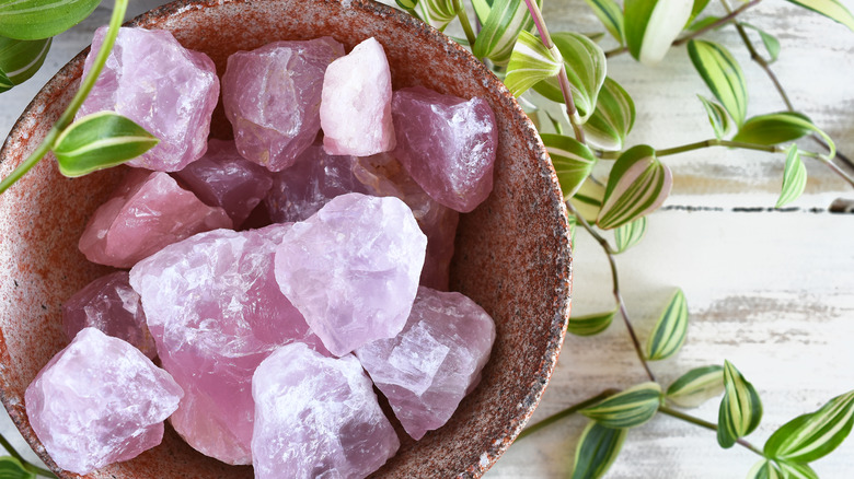 bowl of rose quartz