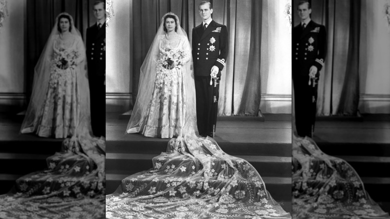 Princess Elizabeth and Philip Mountbatten on their wedding day in 1947