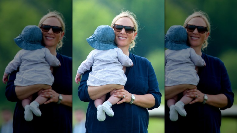 Zara Phillips with her baby Mia