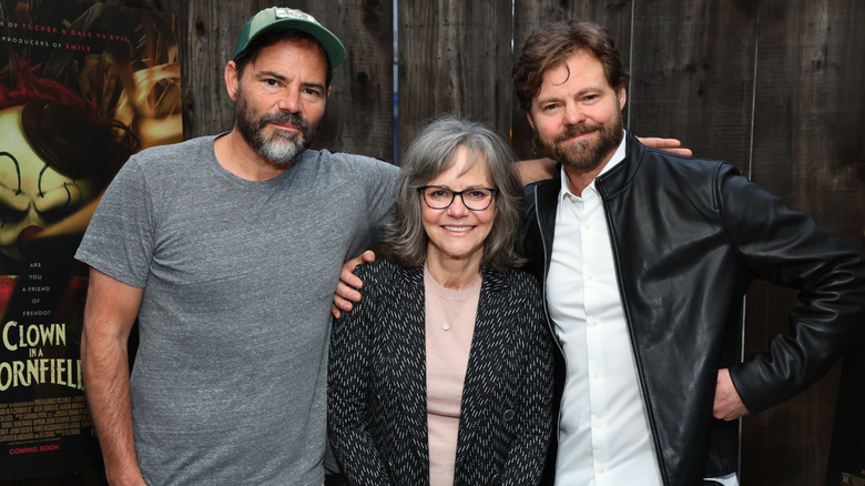 Sally Field posing between her sons Peter Craig and Eli Craig.