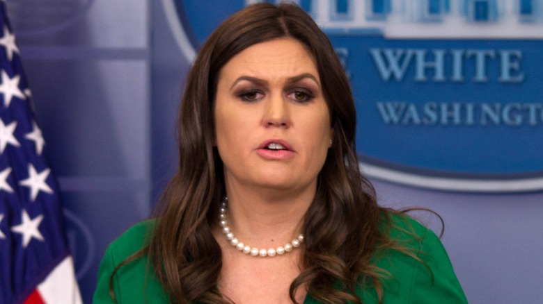 Sarah Huckabee Sanders wearing heavy makeup during her time as press secretary