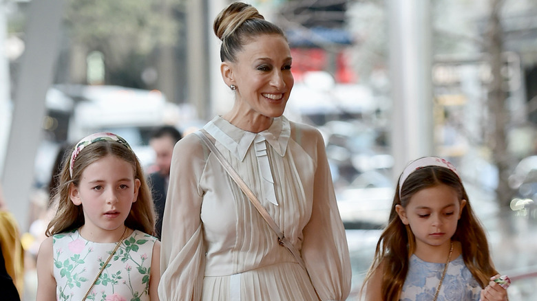 Sarah Jessica Parker together with her daughters Tabitha Hodge and Marion Loretta Elwell Broderick