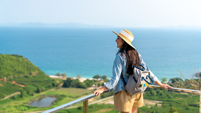Woman enjoying scenic lookout