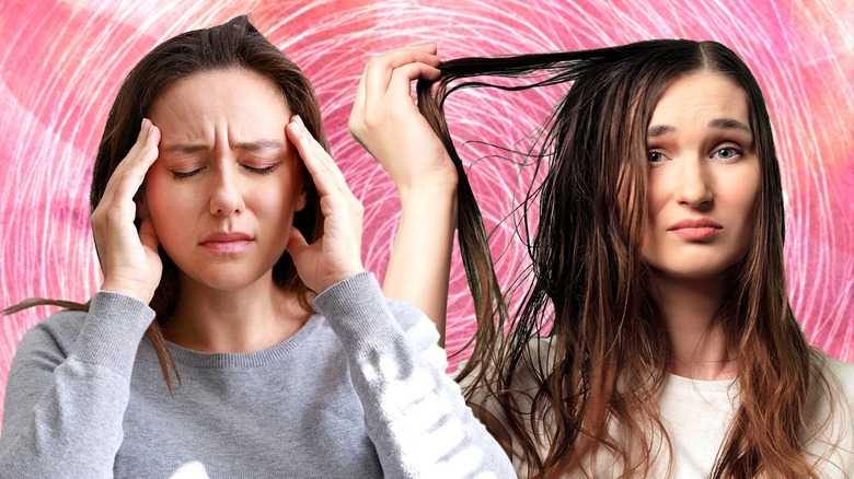 Woman helping her headache