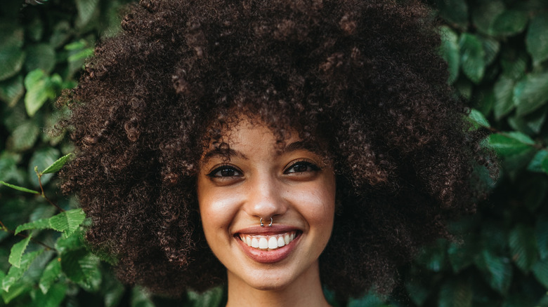 Woman with septum piercing