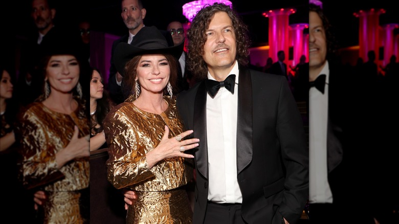 Shania Twain and Frédéric Thiébaud attend the pre-Grammy Gala in Beverly Hills in February 2024