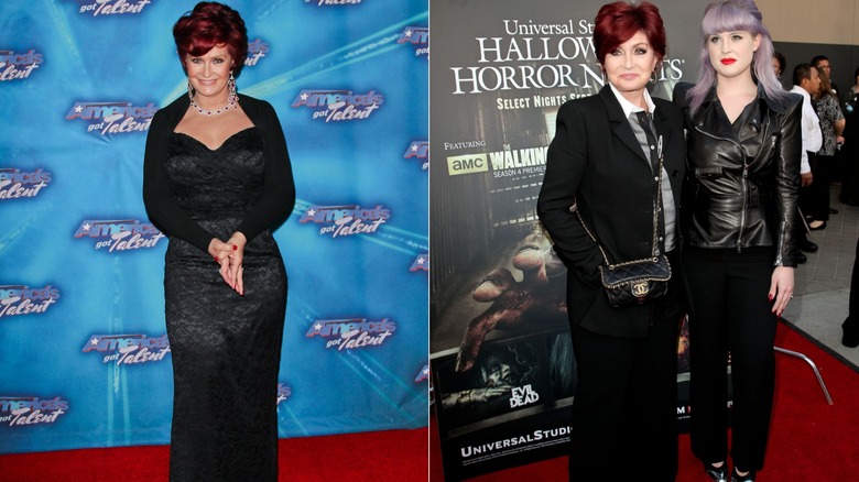 Side by side Sharon Osbourne in 2011 and posing with Kelly in 2013