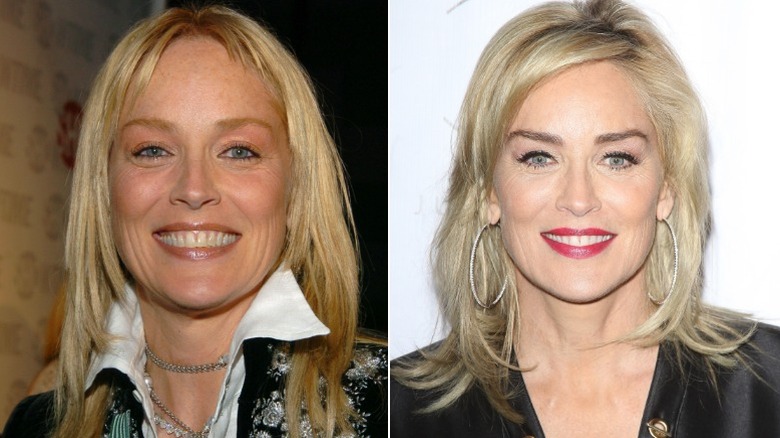 Sharon Stone wearing longer hairstyles