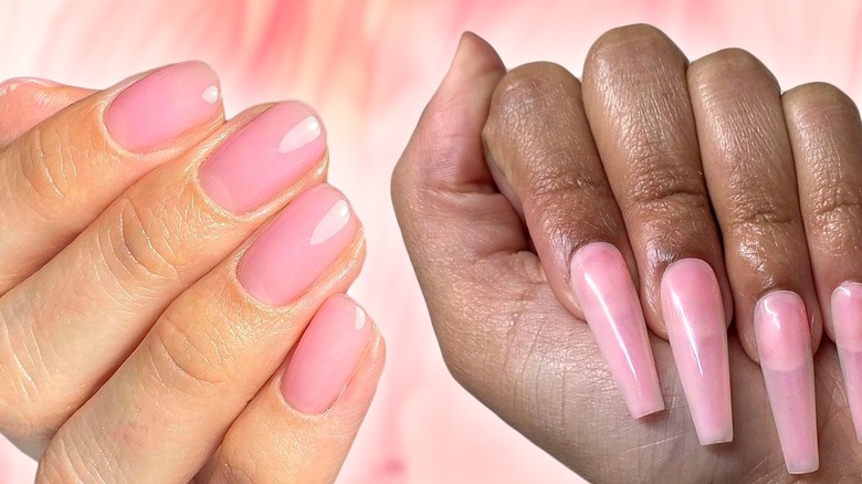 women wearing sheer blush nails