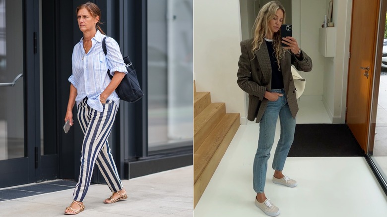 L: A guest arrives to attend a show during Copenhagen Fashion Week 2022 / R: Mirror selfie of fashion influencer Anouk Yve