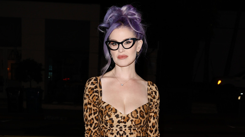 Kelly Clarkson posing in a leopard print dress