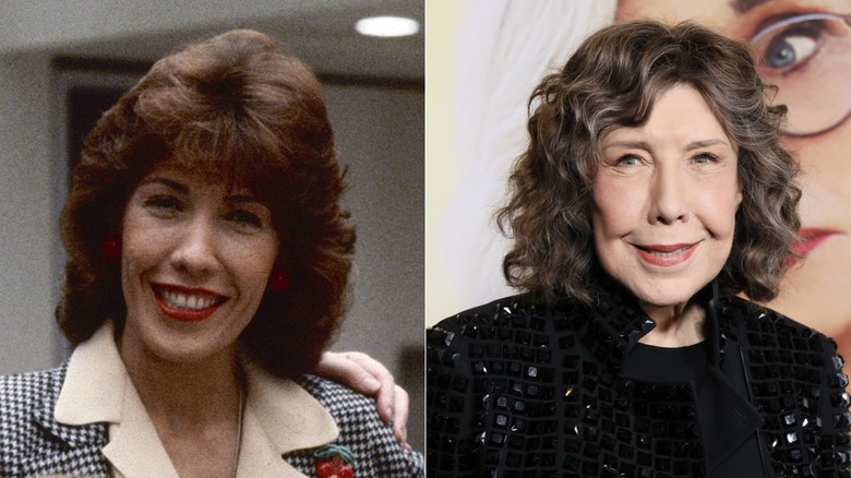 Lily Tomlin in "9 to 5" and on red carpet in 2023