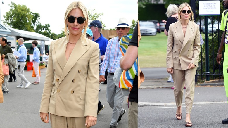 Sienna Miller at day seven of the Wimbledon Tennis Championships in London in July 2019