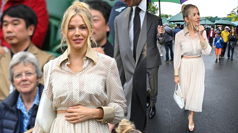 Sienna Miller at day nine of the Wimbledon Tennis Championships in London in July 2024