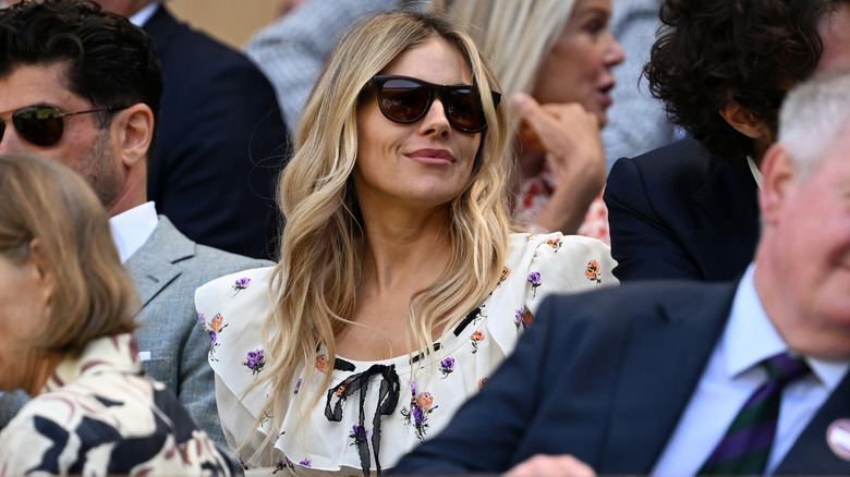 Sienna MIller on day nine of the Wimbledon Tennis Championships in London in July 2025