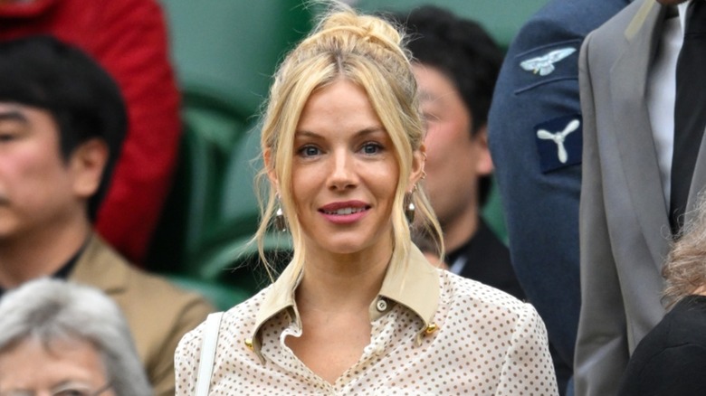 Sienna Miller at day nine of the Wimbledon Tennis Championships in London in July 2024