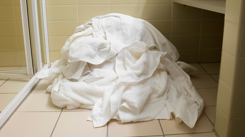 messy white towels