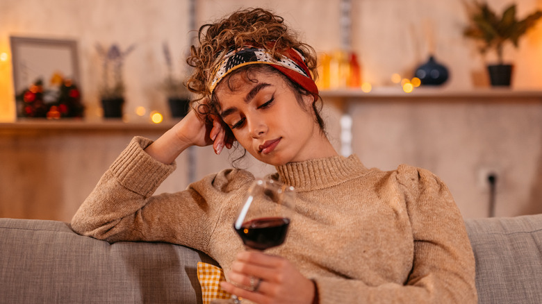 woman drinking wine