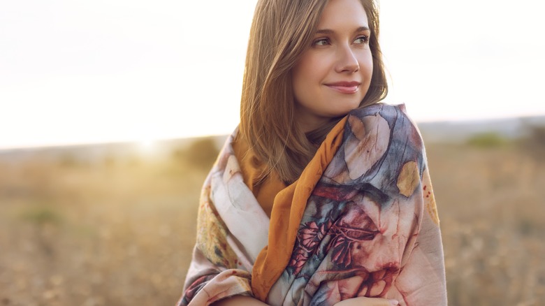 woman embracing nature