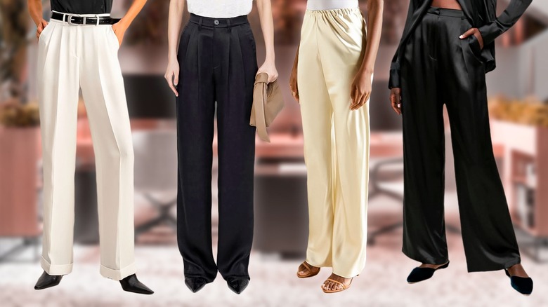 women wearing silk trousers