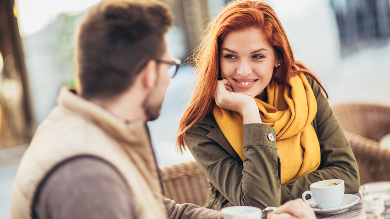 woman smiling at man