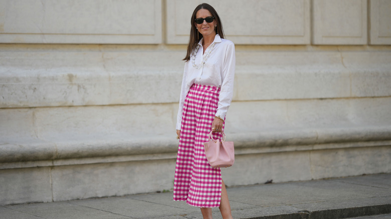 pink gingham slip skirt